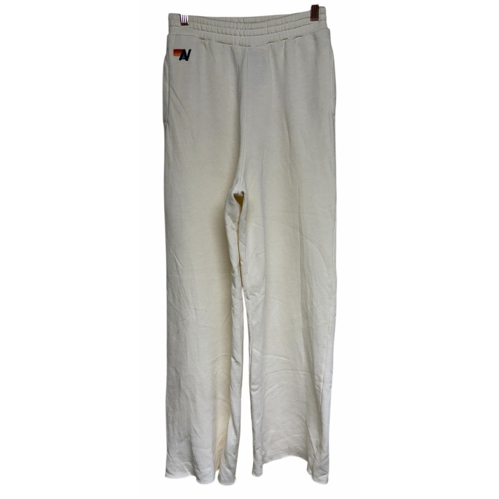 Aviator Nation Wide Leg Pocket Sweatpants Vintage White Women's Size Medium